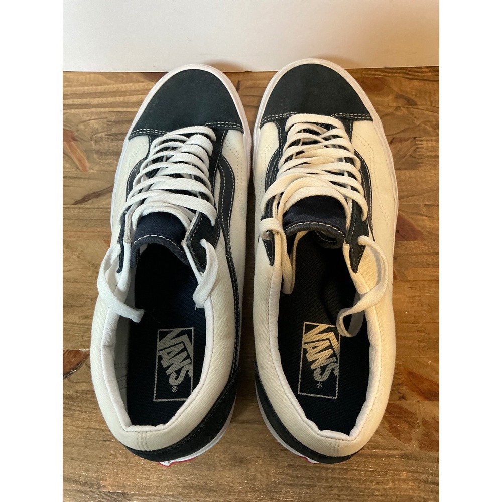 Vans Old Skool Sneakers Mens 11 Cream Black Suede Canvas Low Top Skate Shoes - Picture 6 of 9